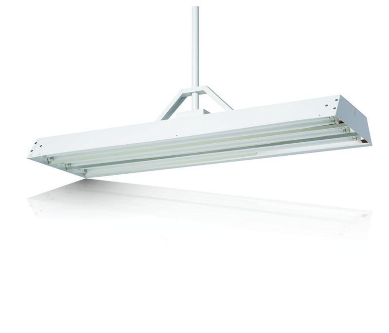 Aisle area light distribution fluorescent High-Bay available with 5 lamps T5 or T8.